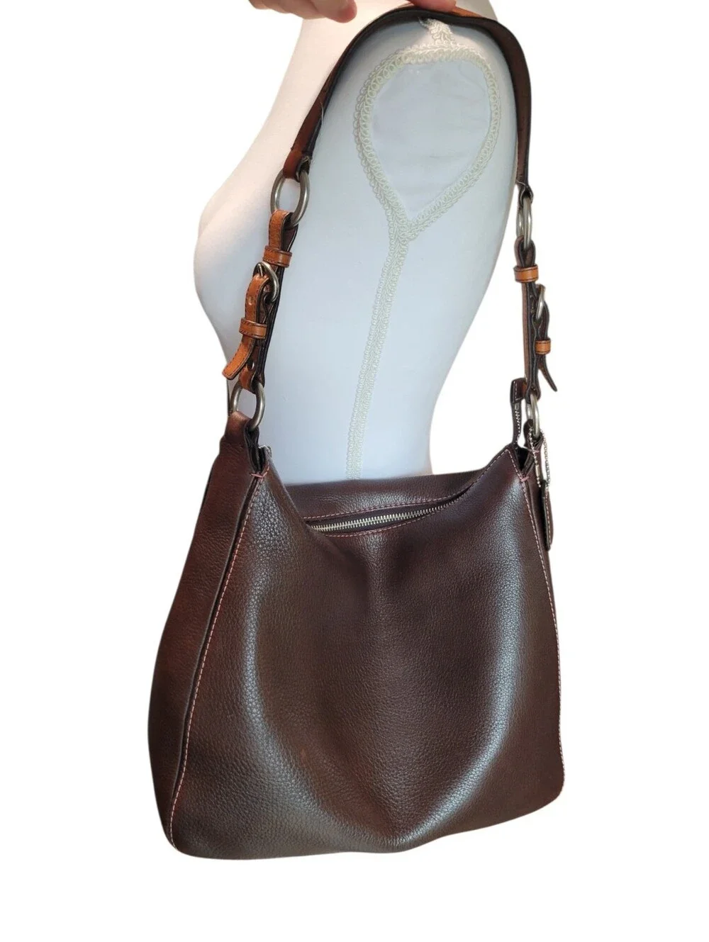 Y2K Coach Chelsea Brown Pebbled Leather Hobo Shoulder Bag Purse